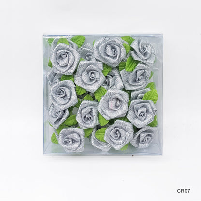Gift To Love | Satin Cloth Flower | Color : Silver | Pcs : 24 Pcs | Code : CR07