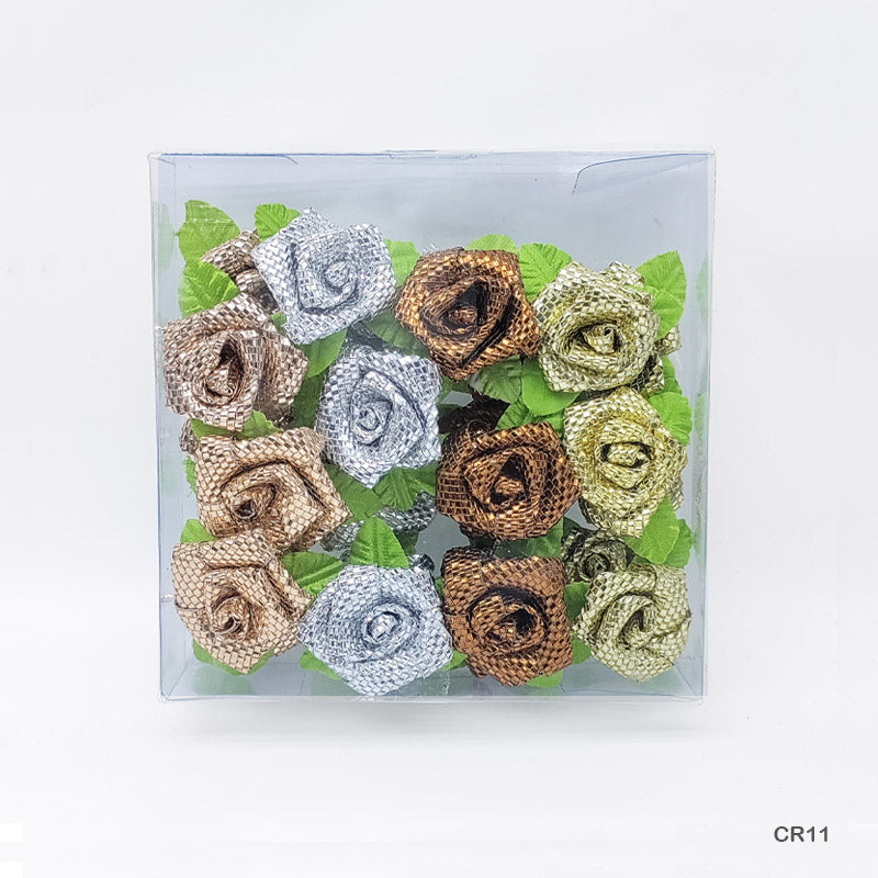 Satin Cloth Flower 24Pc Glittery Multi (Cr11)