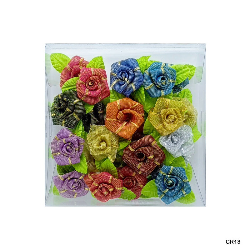 Gift To Love | Satin Cloth Flower | Color : Opec Multi | Pcs : 24 Pcs | Code : CR13
