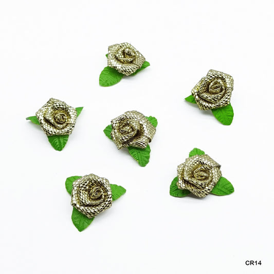 Gift To Love | Satin Cloth Flower | Color : Glittery Rose Gold | Pcs : 24 Pcs | Code : CR14