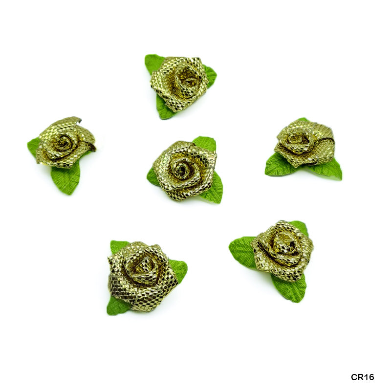 Satin Cloth Flower 24Pc Glittery Gold (Cr16)-Gift To Love-Art & Craft