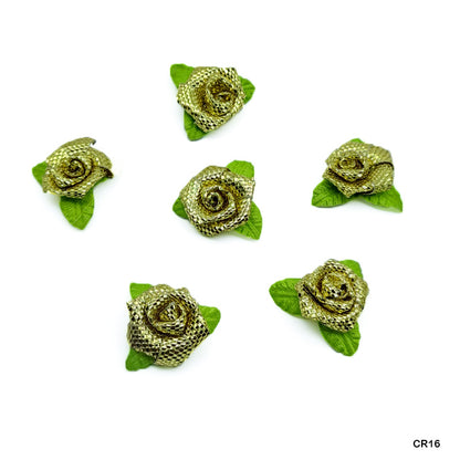Gift To Love | Satin Cloth Flower | Color : Glittery Gold | Pcs : 24 Pcs | Code : CR16