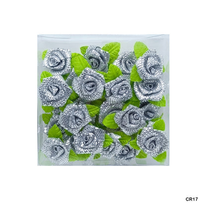 Gift To Love | Satin Cloth Flower | Color : Glittery Silver | Pcs : 24 Pcs | Code : CR17