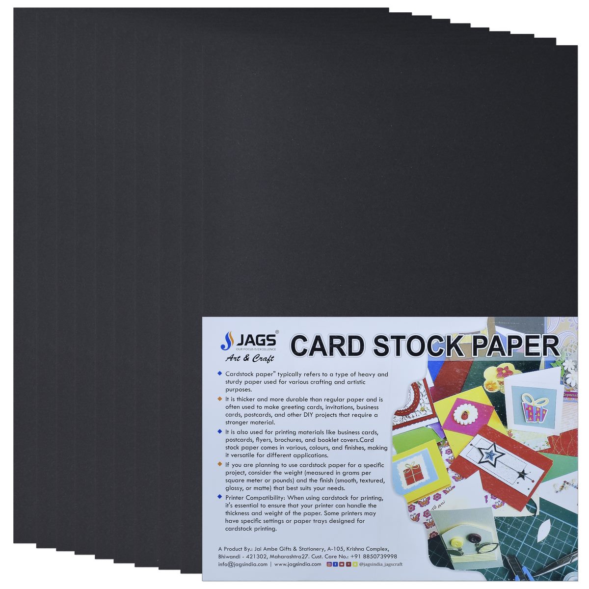 Gift To Love | Card Stock Paper Black | Size : A4 | Pcs : 10 Sheets | Code : CSPB01