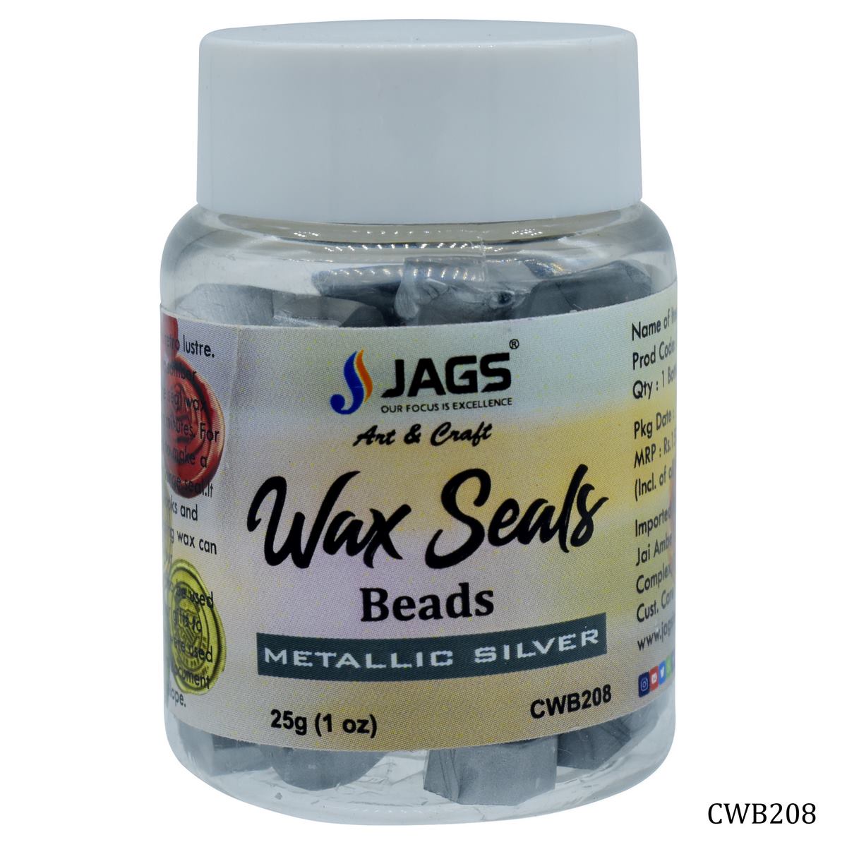 Gift To Love | Craft Wax Seal Beads | Color : Metallic Silver | Size : 25 Gsm | Code : CWB208
