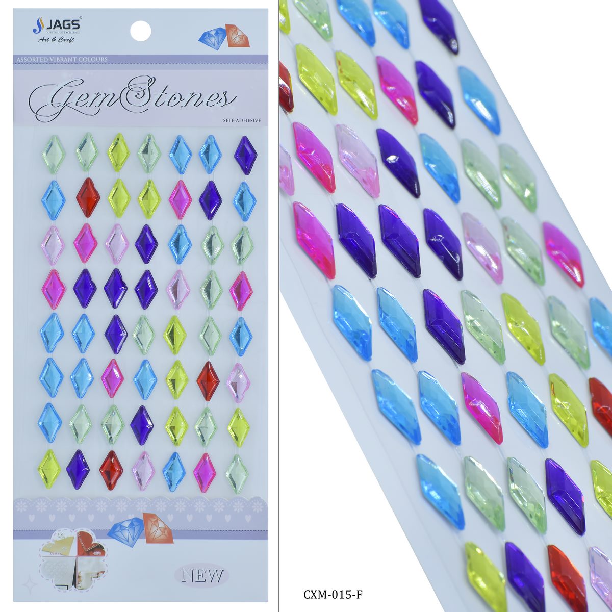 Gift To Love | Rhombus Gem Stones Sticker | Color : Multicolour | Code : CXM-015-F