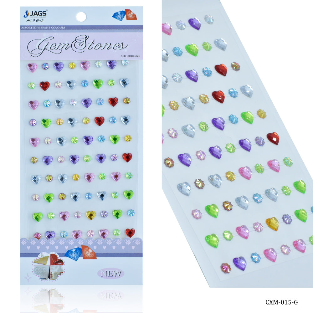 Gift To Love | Heart Gem Stones Sticker | Color : Multicolour | Code : CXM-015-G