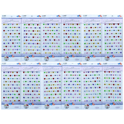 Gift To Love | Heart Gem Stones Sticker | Color : Multicolour | Code : CXM-015-G