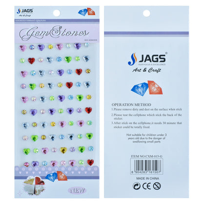 Gift To Love | Heart Gem Stones Sticker | Color : Multicolour | Code : CXM-015-G