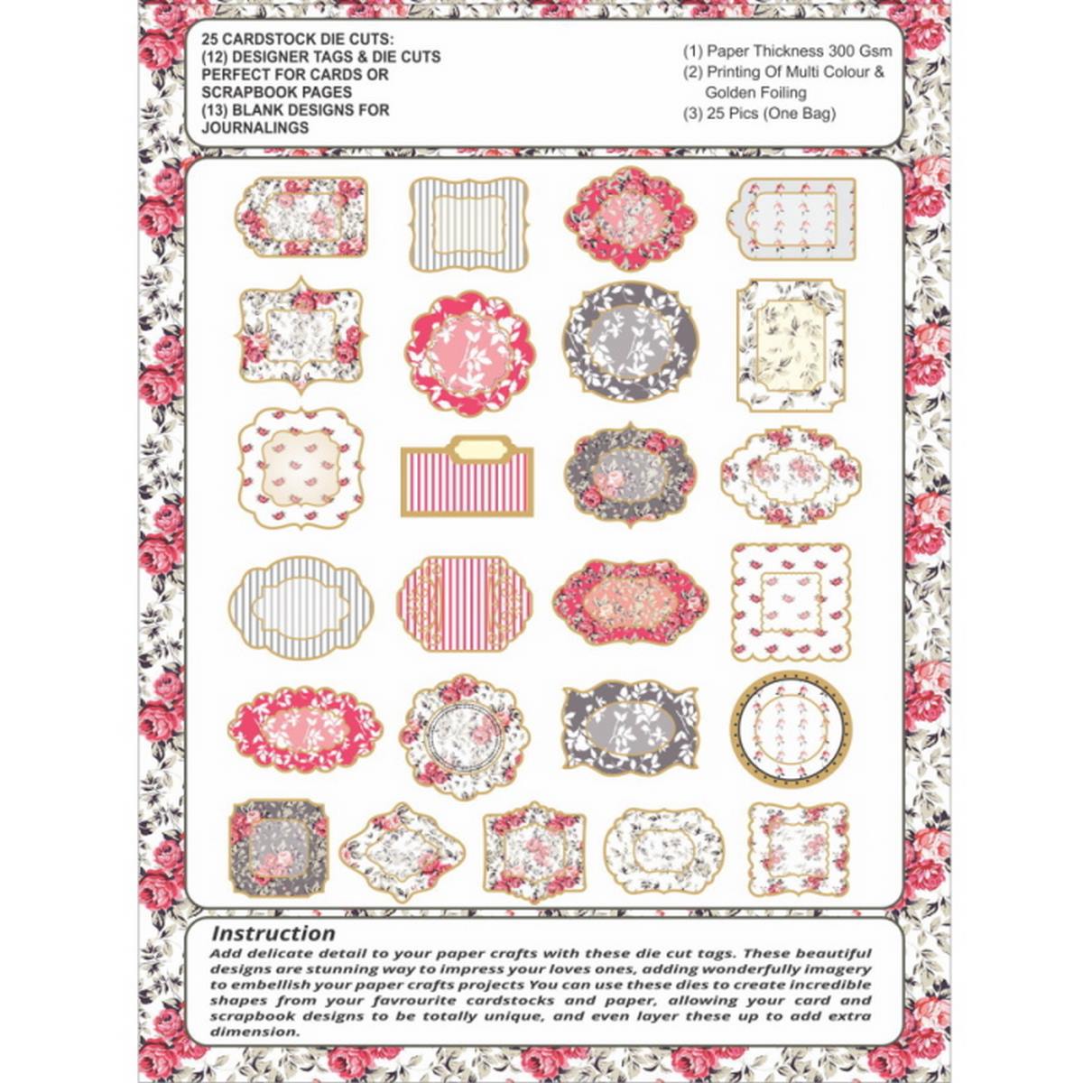 Gift To Love | Die Cut & Tags Grey Blooming | Color : Grey | Code : DCTGB-1