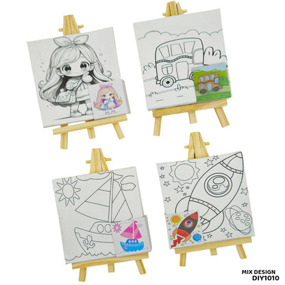 Gift To Love | Canvas And Easel With Brush And Colors | Size : 10 X 10 Cm | Code : DIY1010