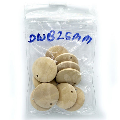 Gift To Love | Decorative Wooden Pendant Plain | Size : 25 Mm | Pcs : 10 Pcs | Code : DWB25MM