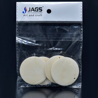 Gift To Love | Decorative Wooden Pendant Plain | Size : 50 Mm | Pcs : 4 Pcs | Code : DWB50MM-N