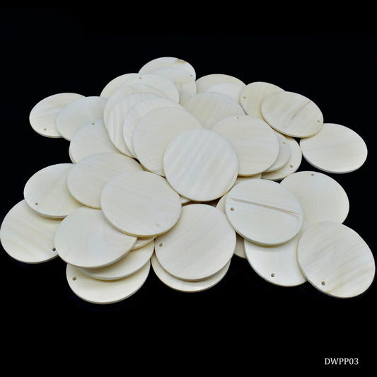 Gift To Love | Decorative Wooden Pendant Plain | Size : 50 Mm | Pcs : 50 Pcs | Code : DWPP03