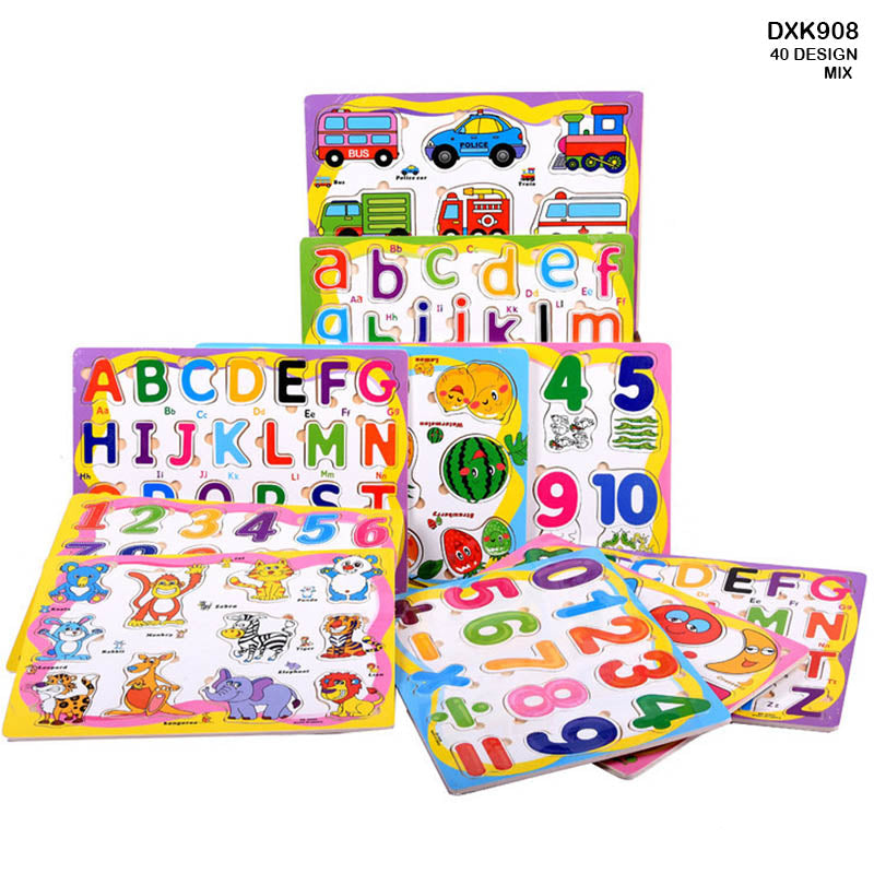 A4 Puzzle Board 22 Cm X 30 Cm (Alphabet, Animal & Numbers)-Gift To Love-Art & Craft