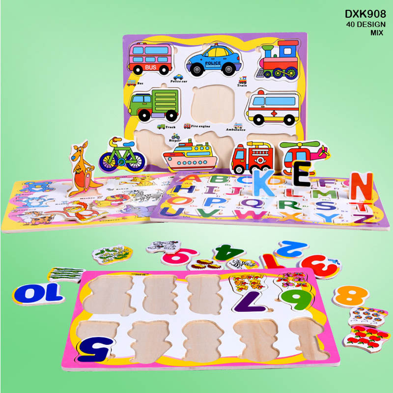 A4 Puzzle Board 22 cm X 30 cm (Alphabet, Animal & Numbers)