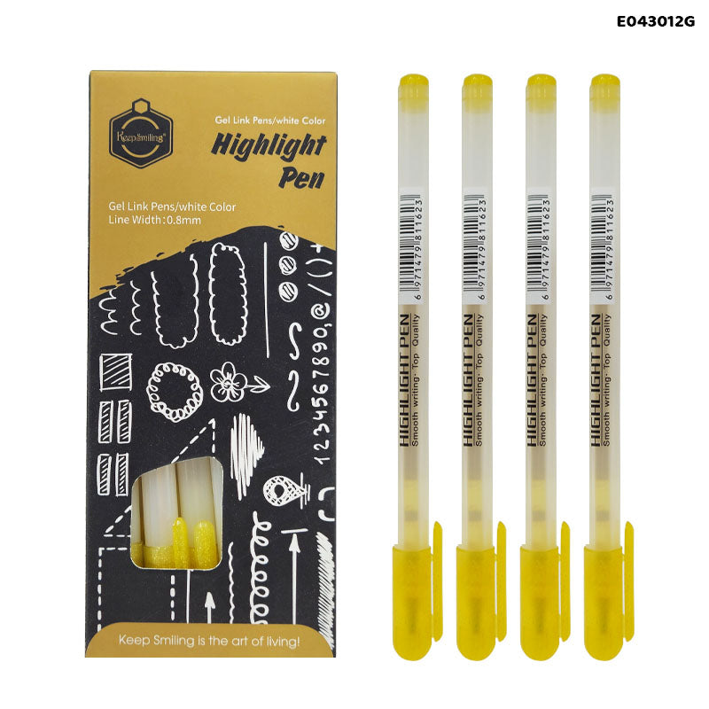E043012G 12Pcs Highlights Pen Gold 0.8Mm
