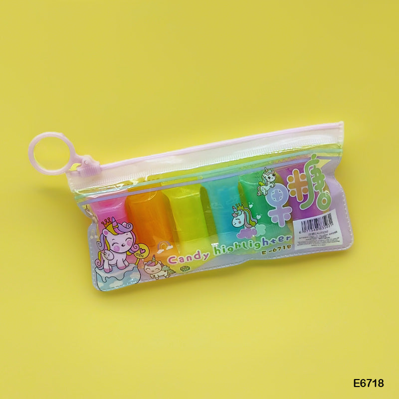 E6718 Unicorn Candy Highlighter Bottle 6Pc-Gift To Love-Art & Craft