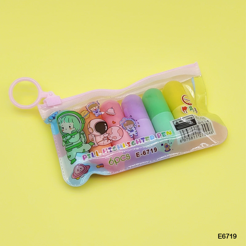 Space Capsule Highlighter 6 Pcs-Gift To Love-Art & Craft