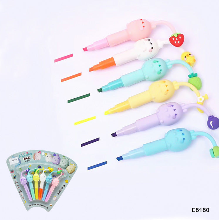 E8180 Cartoon Highlighter 6Pc-Gift To Love-Art & Craft