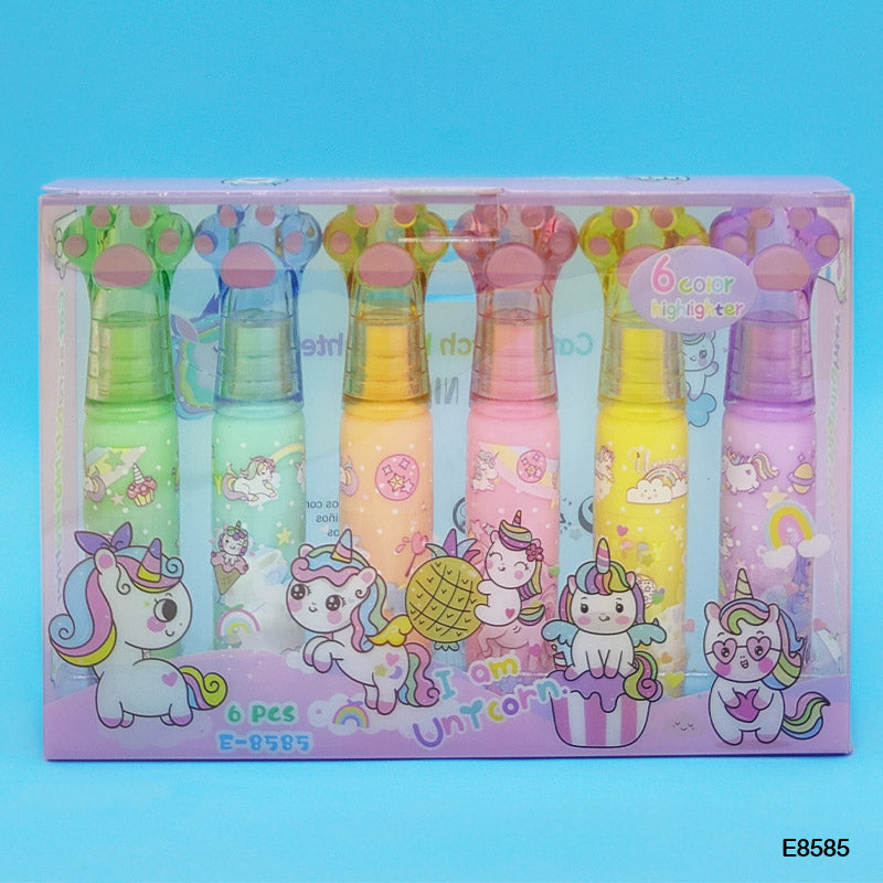 E8585 Unicorn Hand Highlighter Bottle 6Pc-Gift To Love-Art & Craft