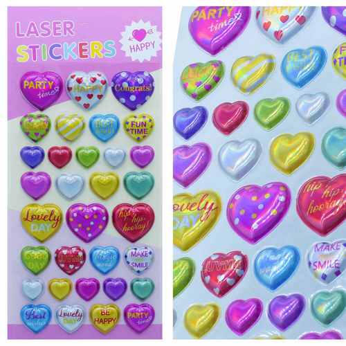 Gift To Love | Sticker 3D Heart Mix Colour | Code : FDC-HEART