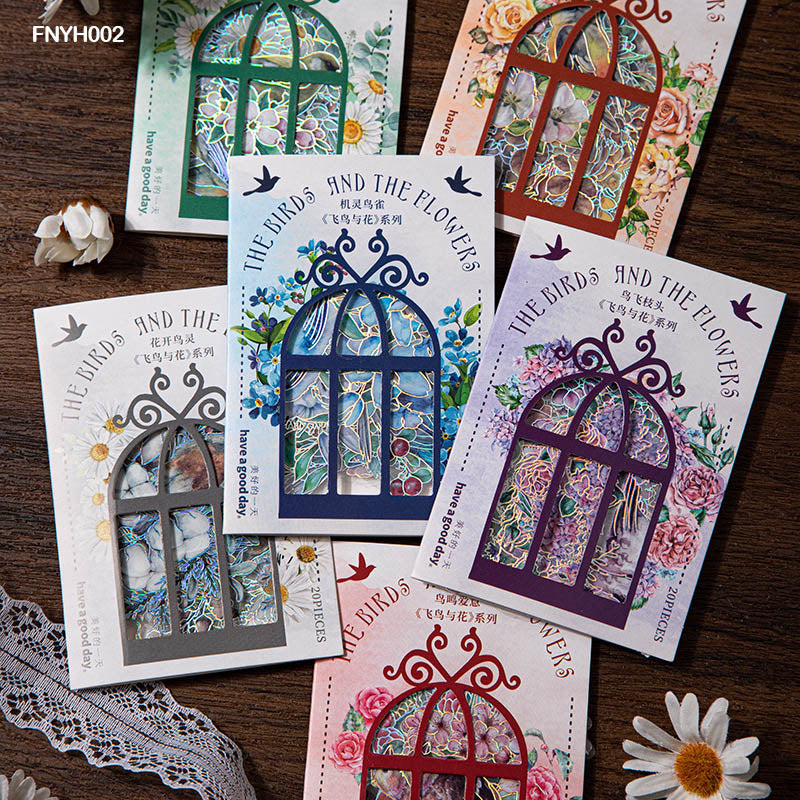 Fnyh002 Birs N Flower Sticker Cutoutss 20Pc