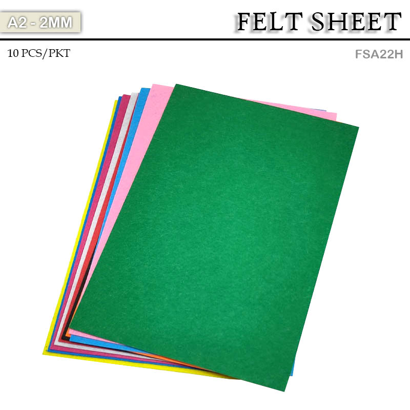 Gift To Love | Felt Sheet | Color : Multicolored | Size : A2 2 Mm | Pcs : 10 Sheet | Code : FSA22H