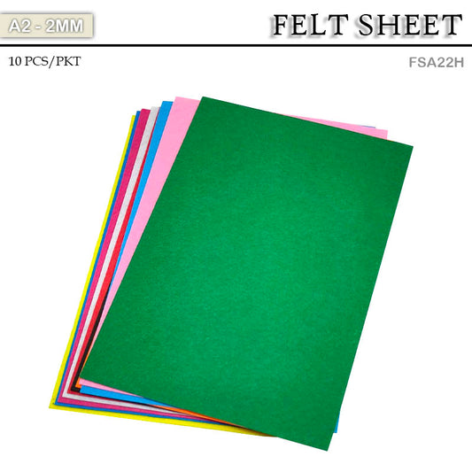 Gift To Love | Felt Sheet | Color : Multicolored | Size : A2 2 Mm | Pcs : 10 Sheet | Code : FSA22H
