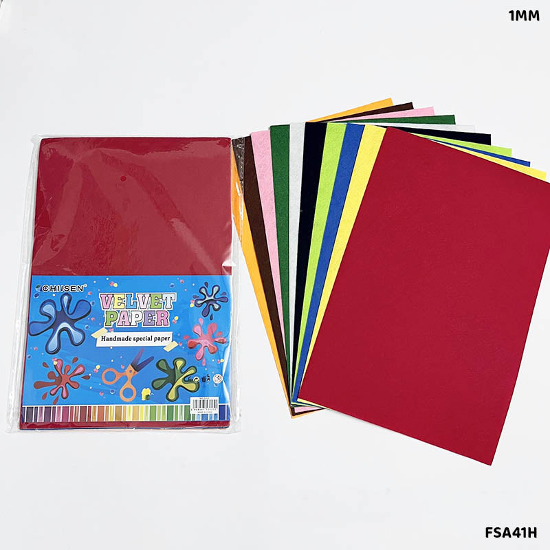 Gift To Love | Felt Sheet | Color : Multicolored | Size : A4 1 Mm | Pcs : 10 Sheets | Code : FSA41H
