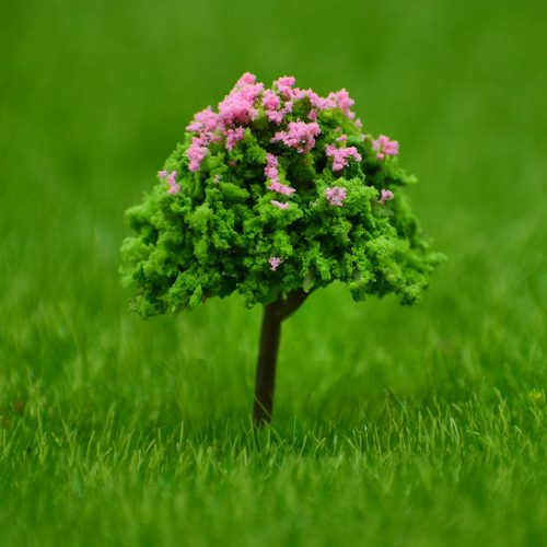 Gift To Love | Artificial Miniature Tree Green & Baby Pink 2 Pcs | Code : FU-40GBP