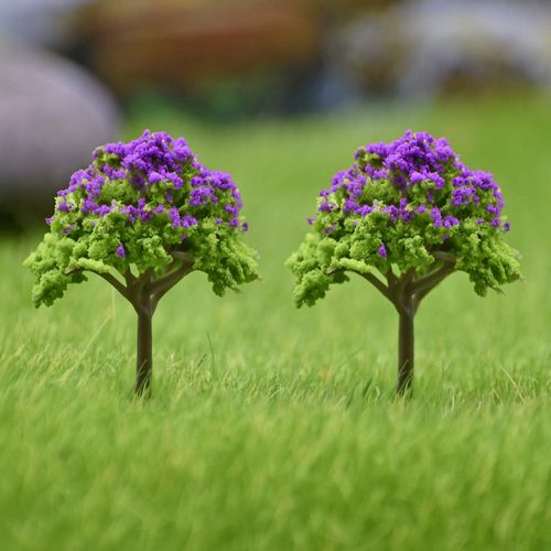 Gift To Love | Artificial Miniature Tree Green & Purple 2 Pcs | Code : FU-40GPE