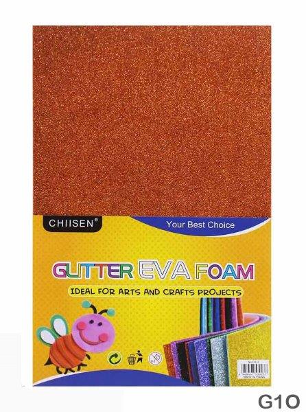 Gift To Love | Glitter Foam Sheet | Color : Orange | Size : A4 | Pcs : 10 Pcs | Code : G1O