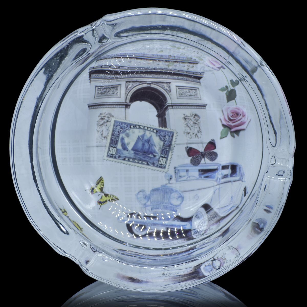 Gift To Love | Glass Ashtray Printed Round | Code : GAP-RD