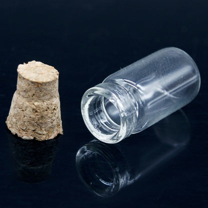 Gift To Love | Mini Glass Bottles With Cork | Size : 11 X 22 | Pcs : 18 Pcs Set | Code : GB11X22