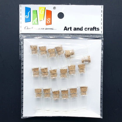 Gift To Love | Mini Glass Bottles With Cork | Size : 11 X 22 | Pcs : 18 Pcs Set | Code : GB11X22