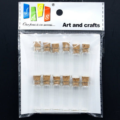 Gift To Love | Mini Glass Bottles With Cork | Size : 11 X 35 | Pcs : 12 Pcs Set | Code : GB11X35