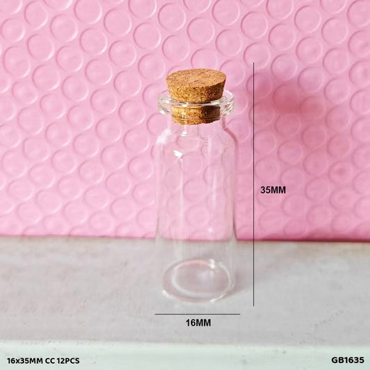 Gift To Love | Message Glass Bottle | Size : 16 Mm X 35 Mm | Pcs : 12 Pcs | Code : GB1635