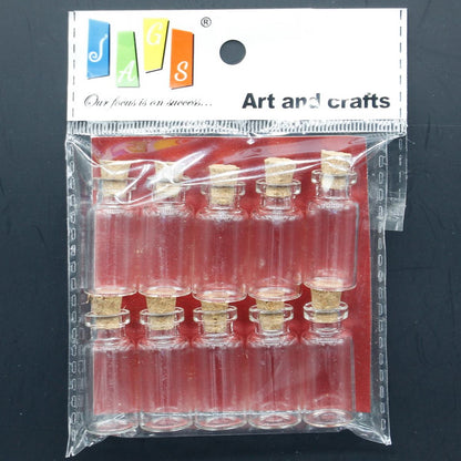 Gift To Love | Mini Glass Bottles With Cork | Size : 16 X 35 | Pcs : 10 Pcs Set | Code : GB16X35