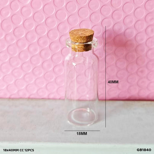 Gift To Love | Message Glass Bottle | Size : 18 Mm X 40 Mm | Pcs : 12 Pcs | Code : GB1840