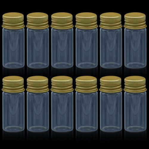 Gift To Love | Mini Glass Bottles With Gold Cap 10ML 22X50MM 8Pcs | Code : GB22X10ML