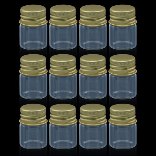 Gift To Love | Mini Glass Bottles With Gold Cap 5ML 22X30MM 12 Pcs | Code : GB22X5ML