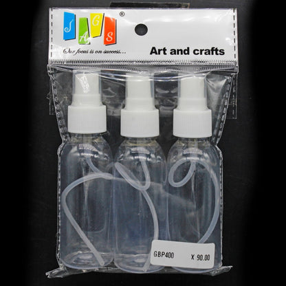Gift To Love | Spray Bottle Plastic | Size : 4 Inch X 50 Ml | Pcs : 3 Pcs | Code : GBP400