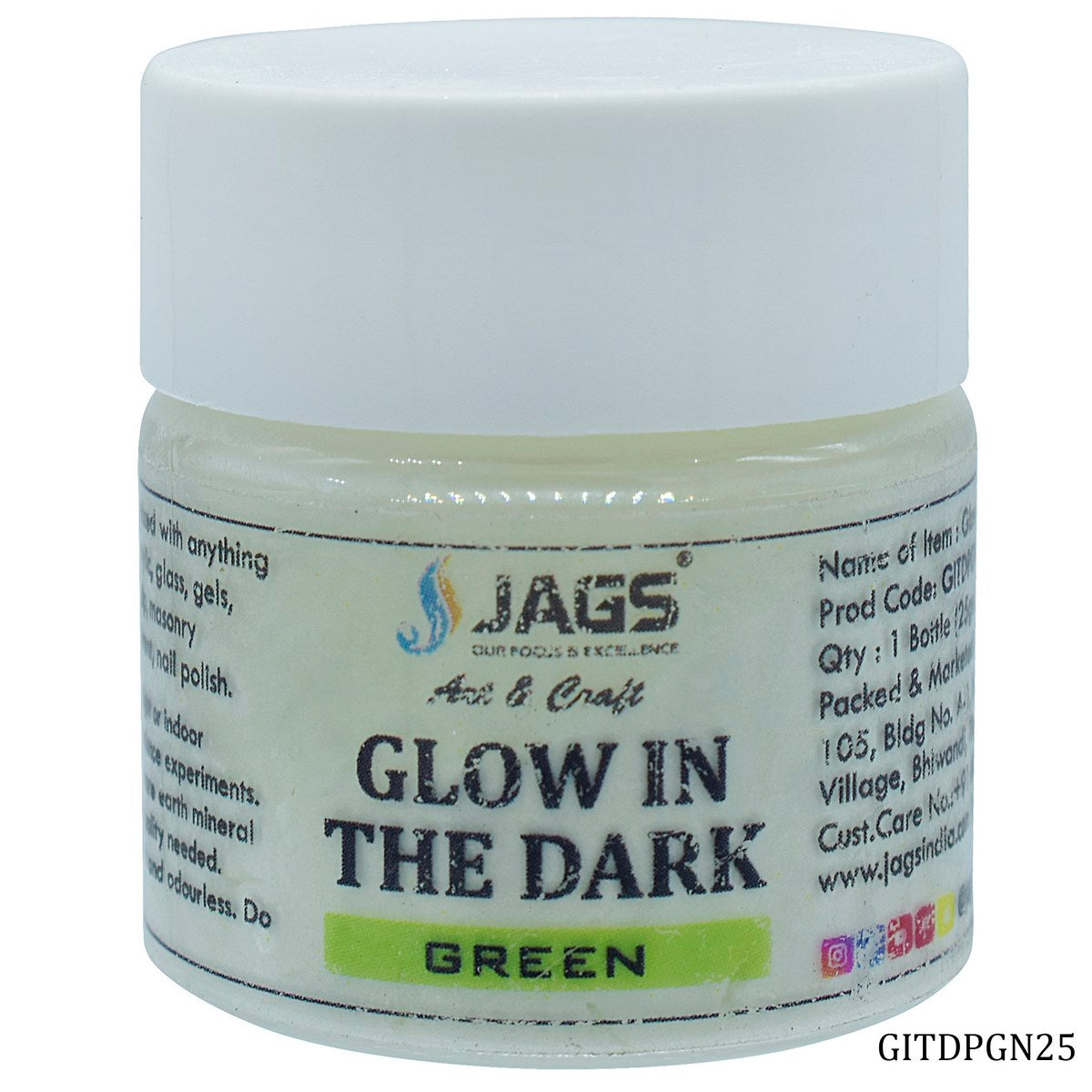 Gift To Love | Glow In The Dark Powder | Color : Green | Size : 25 Gm | Code : GITDPGN25