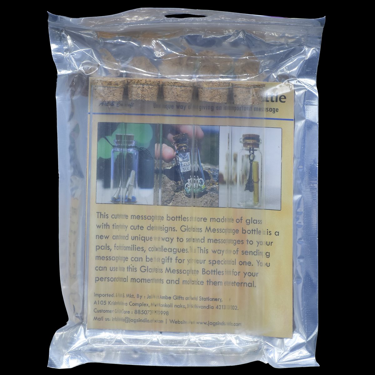 Gift To Love | Glass Messages Bottle | Size : 20 X 150 Mm | Pcs : 5 Pcs Set | Code : GMB20X150