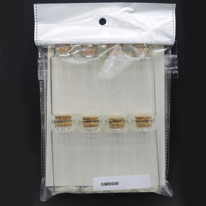 Gift To Love | Mini Glass Bottles With Cork | Size : 22 X 60 Mm | Pcs : 8 Pcs | Code : GMB600