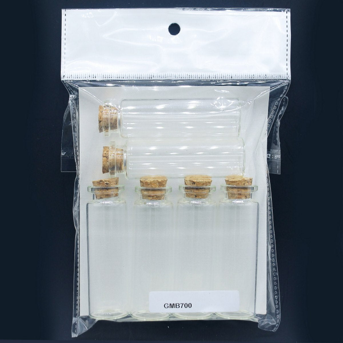 Gift To Love | Mini Glass Bottles With Cork | Size : 22 X 70 Mm | Pcs : 6 Pcs Set | Code : GMB700