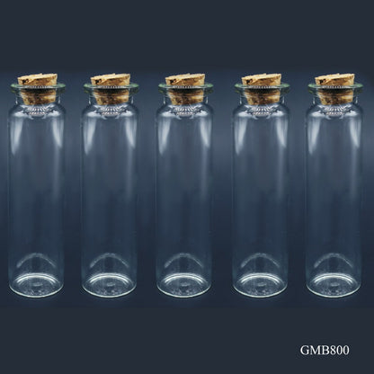 Gift To Love | Mini Glass Bottles With Cork | Size : 22 X 80 Mm | Pcs : 5 Pcs Set | Code : GMB800