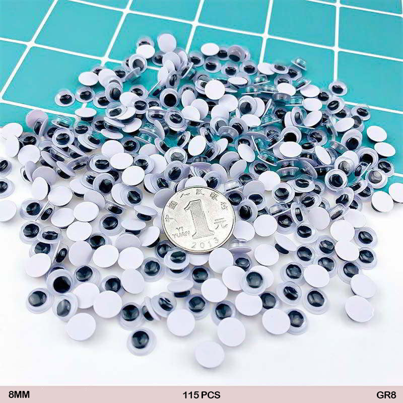 Gift To Love | Googly Eye Round | Size : 8 Mm | Pcs : 115 Pcs | Code : GR8