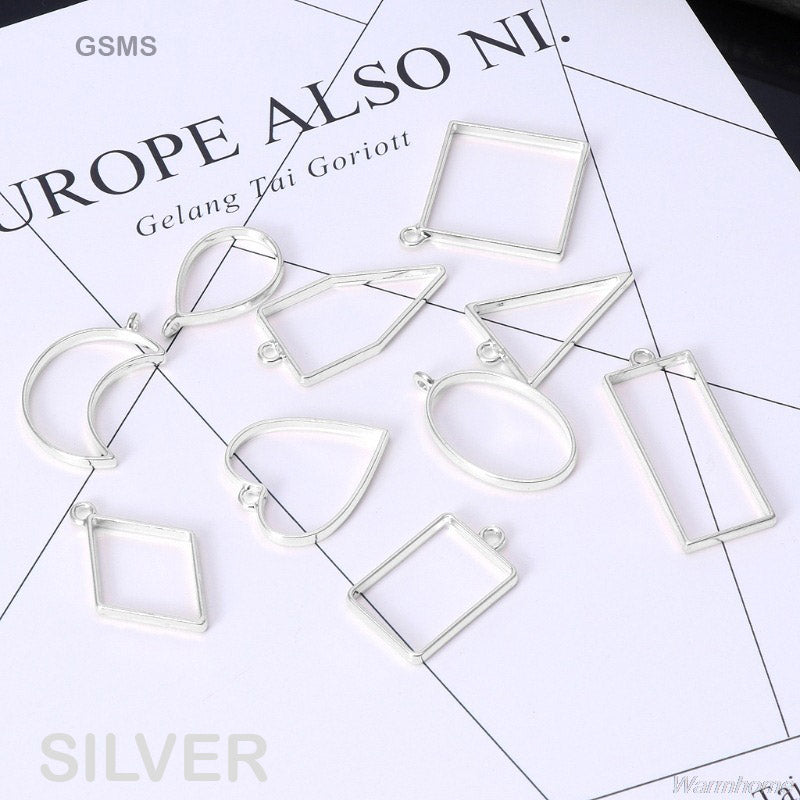 Gift To Love | Bezels Mix Shape Set | Color : Silver | Pcs : 10 Pcs | Code : GSMS